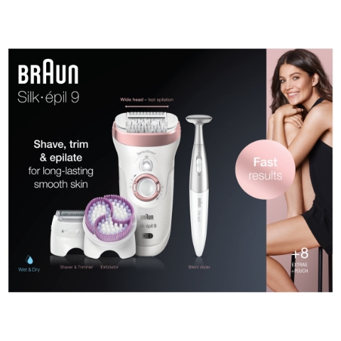 Braun Silk-épil 9 9-980 Epilátor Pro Dlouhotrvající Odstranění Chloupků, Bílá/Růžově Zlatý