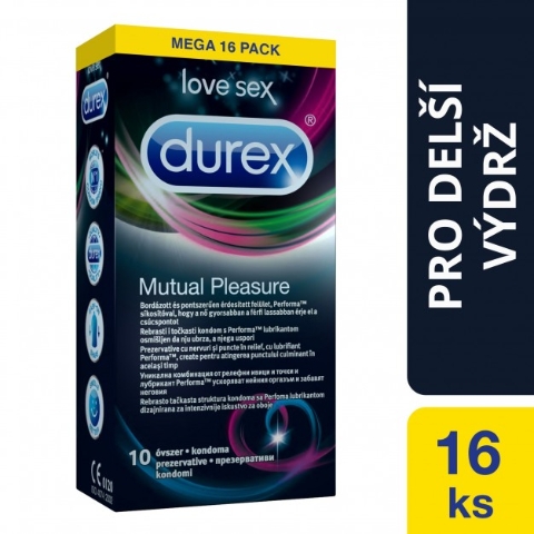 Durex Mutual Pleasure 16 ks, vroubkované kondomy oddalující mužský orgasmus