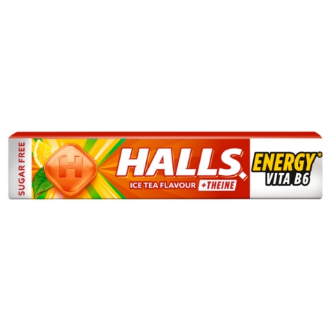 Halls Dropsy s příchutí černého čaje s citronem s vitaminem B6 a kofeinem 32g