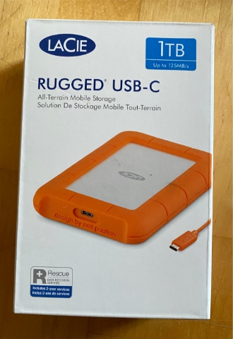 LaCie Rugged USB-C 1TB External Hard Drive Portable HDD USB 3.0