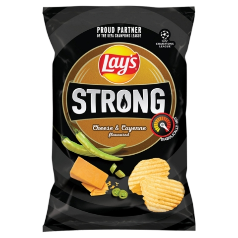 Lay's Strong Smažené bramborové lupínky s příchutí sýra a pikantních papriček 130g