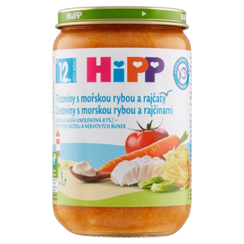 HiPP Těstoviny s mořskou rybou a rajčaty 220g