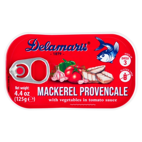 Delamaris Provencale kousky filetů z makrely se zeleninou v rajčatové omáčce 125g