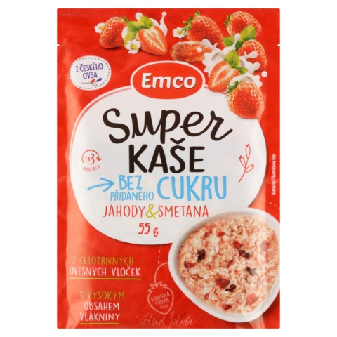 Emco Super kaše jahody & smetana 55g