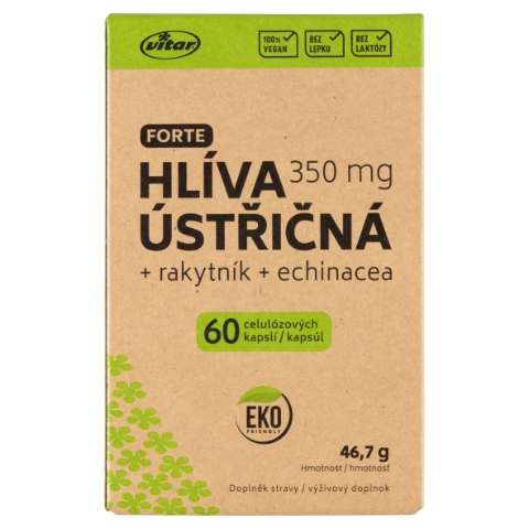 Vitar Forte hlíva ústřičná 350mg + rakytník + echinacea 60 celulózových kapslí 46,7g