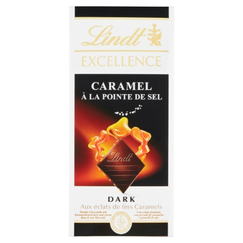 Lindt Excellence Hořká čokoláda s křupavými kousky karamelu a mořskou solí 100g