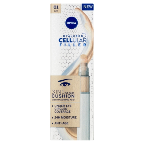 Nivea Hyaluron Cellular Filler Cushion tónovací oční krém v houbičce 3 v 1 01 světlý 4ml
