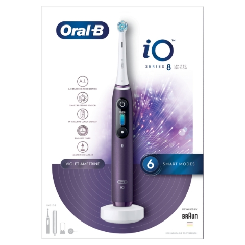 Oral-B iO – 8 – Fialový Elektrický Zubní Kartáček S Magnetickou Technologií