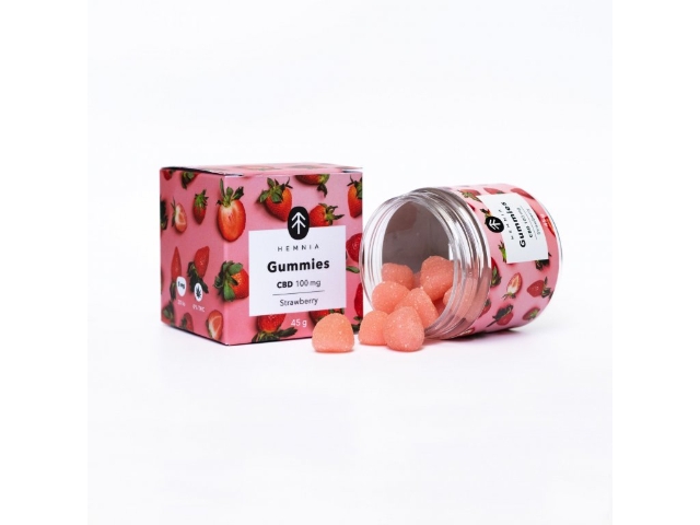 CBD Gummies bonbóny, Jahoda, 100 mg CBD, 20 ks x 5 mg, 45 g
