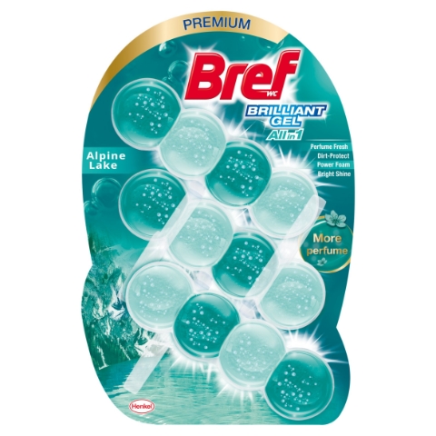 Bref Brilliant Gel All in 1 Alpine Lake tuhý WC blok 3 x 42g