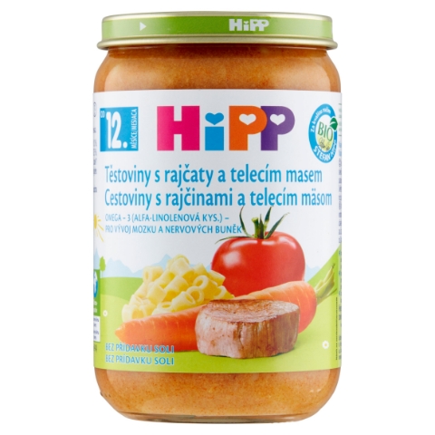 HiPP Těstoviny s rajčaty a telecím masem 220g