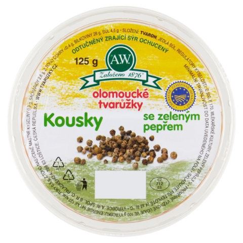A.W. Olomoucké tvarůžky kousky se zeleným pepřem 125g
