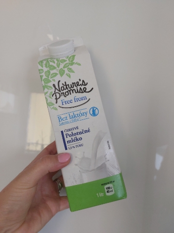 Čerstvé polotučné mléko bez laktózy Natures Promise 1l