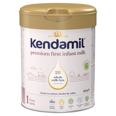 Kendamil Premium 1 DHA+ počáteční mléčná kojenecká výživa v prášku 800g