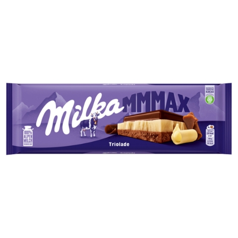 Milka Mmmax Triolade mléčná, bílá a tmavá čokoláda z alpského mléka 280g