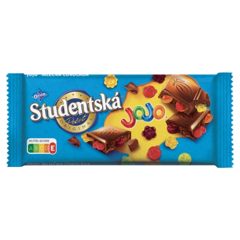 ORION STUDENTSKÁ PEČEŤ mléčná čokoláda s kousky JOJO želé 150g