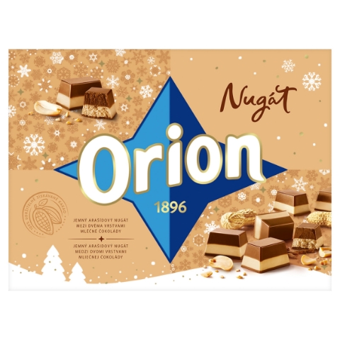 ORION Nugát pralinky z arašídového nugátu a mléčné čokolády Zimní 166g