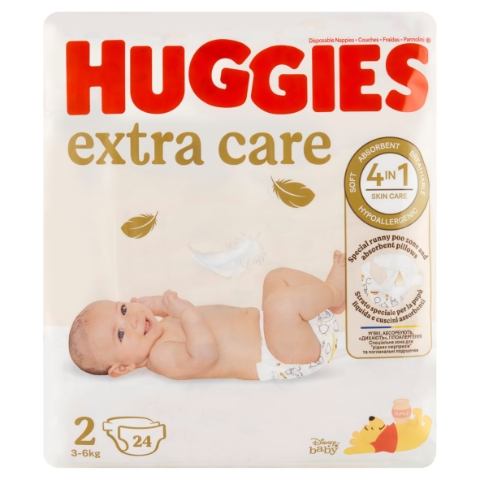 Huggies Extra Care plenky velikost 2 pro děti 3-6kg 24 ks