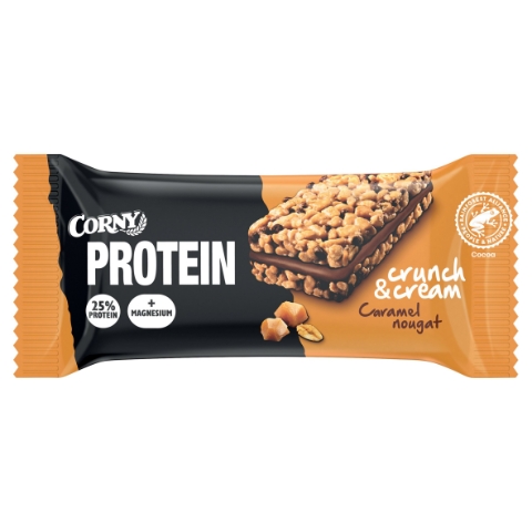 Corny Protein Crunch & Cream tyčinka s proteinem a karamelovo-nugátovou náplní 35g