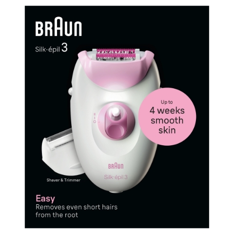 Braun Silk·épil 3, Epilátor S Kabelem Pro Odstraňování Chloupků, 3-031, Růžový