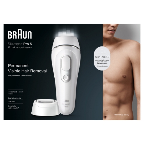 Braun IPL Silk·expert Pro 5, Odstraňování Chloupků V Pohodlí Domova, S Pouzdro, 2 Hlavy, PL5145