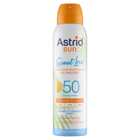Astrid Sun Coconut Love neviditelný suchý sprej na opalování SPF 50 150ml