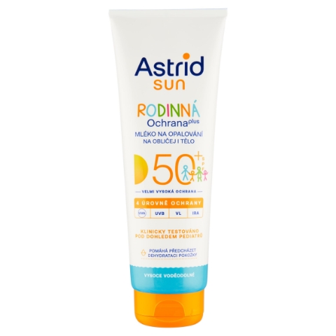Astrid Sun Rodinná ochrana plus mléko na opalování na obličej i tělo SPF 50+ 250ml
