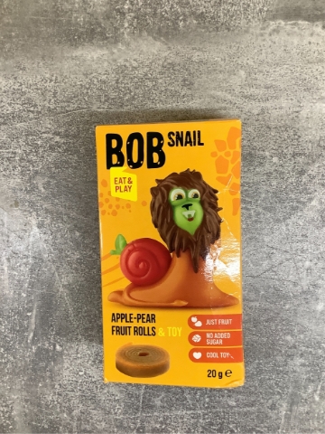Ovocné rolky s hračkou Bob Snail jablečně-hruškové 20 g