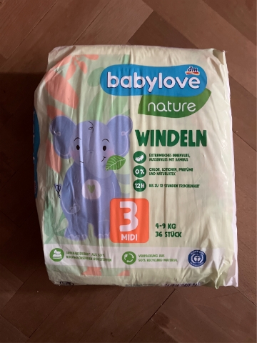 Babylove Nature pleny velikost 3 midi 4-9kg 36ks