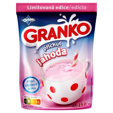 ORION GRANKO Slazená rozpustná směs pro přípravu nápoje s příchutí jahody 350g