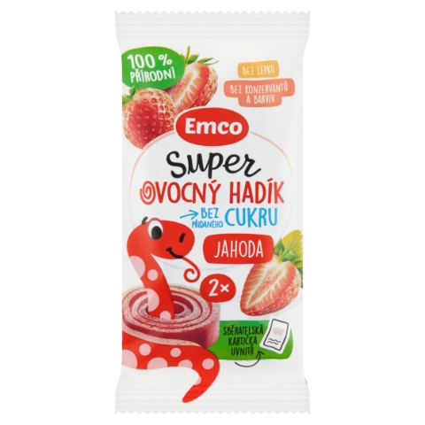 Emco Super ovocný hadík jahoda 2 ks 20g