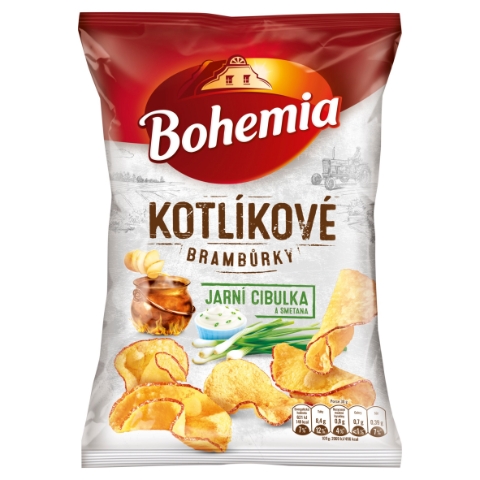 Bohemia Kotlíkové brambůrky jarní cibulka a smetana 100g