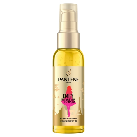 Olej Pantene x Emily in Paris Limitovaná Řada Keratin Protect 100 ml, Suché, Zničené Vlasy