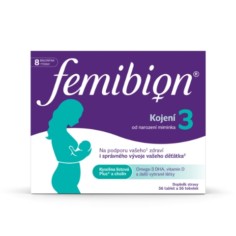 Femibion® 3 Kojení, doplněk stravy pro kojící s cholinem, DHA, Kyselinou listovou Plus³