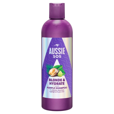 Fialový Šampon Aussie SOS Blonde & Hydrate 300 ml pro Odbarvené, Melírované a Šedivé Vlasy