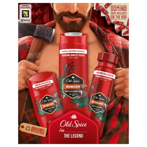 Old Spice Bearglove Lumberjack Sada S Deodorantem ve Spreji, Tuhým Deodorantem A Sprchovým Gelem