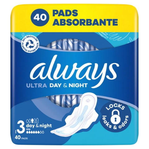 Always Ultra Hygienické Vložky Den a noc (Velikost 3) Křidélka 40 ks