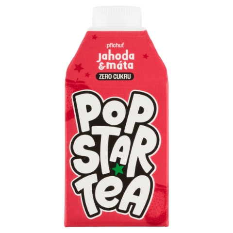 POPSTAR Tea Zero příchuť jahoda & máta 0,5l