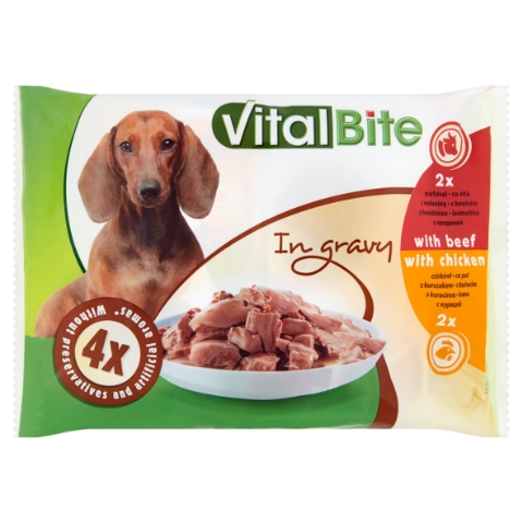 VitalBite Kompletní krmivo pro dospělé psy v omáčce 4 x 85g