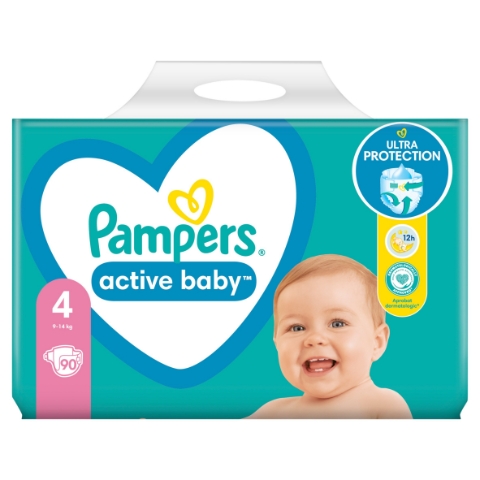 Pampers Active Baby 4, 90 Plenky, 9kg-14kg