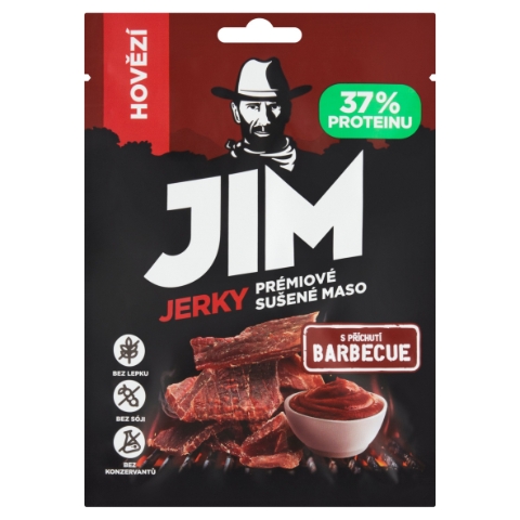 Jim Jerky Prémiové sušené maso hovězí s příchutí barbecue 23g