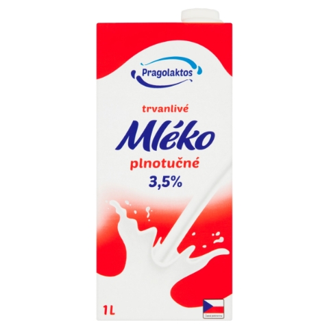 Pragolaktos Mléko trvanlivé plnotučné 3,5% 1l