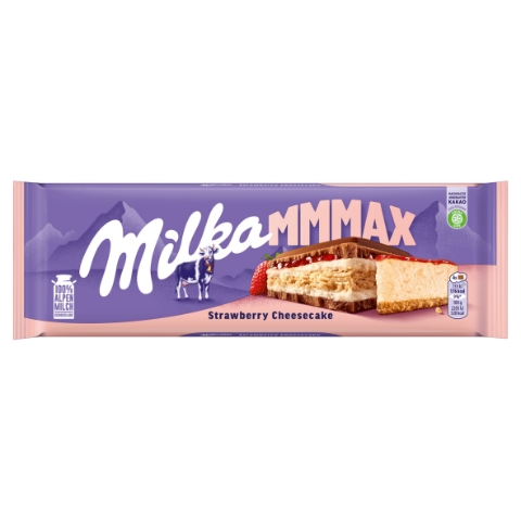 Milka Mmmax Strawberry Cheesecake v mléčné čokoládě 300g