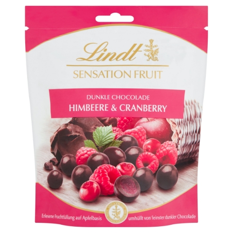 Lindt Sensation Fruit Bonbóny z hořké čokolády Raspberry & Cranberry 150g