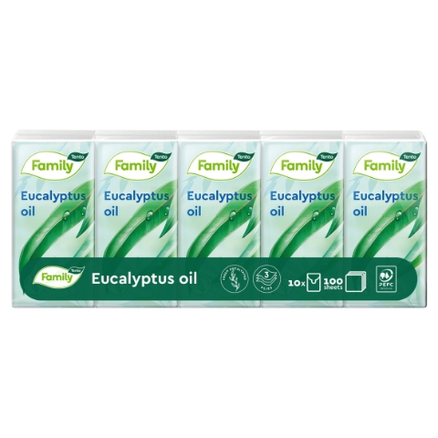 Tento Family Sensitive Eucalyptus Oil hygienické kapesníky 3 vrstvé 10 x 10 ks