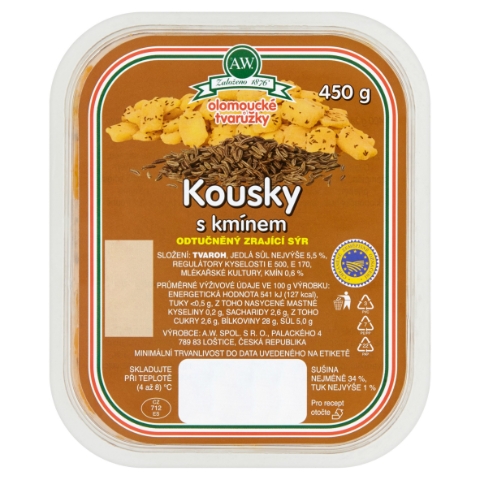 A.W. Olomoucké tvarůžky kousky s kmínem 450g