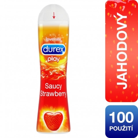 Durex Play Saucy Strawberry 50 ml, lubrikant na vodní bázi s příchutí
