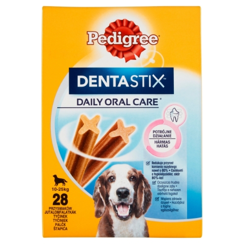 Pedigree DentaStix Doplňkové krmivo pro psy 10-25 kg 28 tyčinek 4 x 180g (720g)